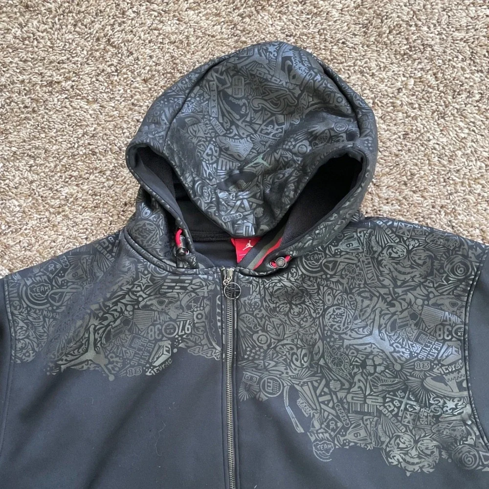 Jordan Mens 3XL Full Zip Hoodie Black Graphic Red Label Sweatshirt Urbancore‎